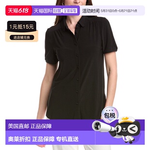 自营Anne Klein Collared Top - black 美国奥莱直发