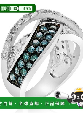 自营 vir jewels 1.20 克拉蓝色和白色钻石戒指 .925 纯银配铑 -