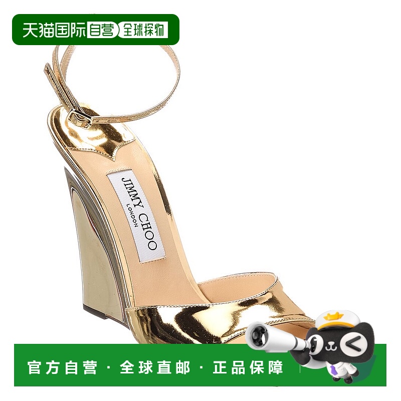 自营Jimmy Choo Brien 110皮革楔形凉鞋-金色 美国奥莱直发