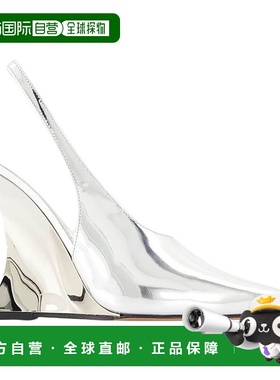 自营 paris texasNina Slingback Pumps-巴黎得克萨斯州-皮革-银-