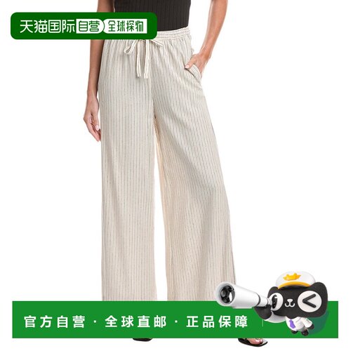自营Max Studio Drawstring Linen-Blend Pant - white 美国奥莱