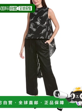 自营Gracia High-Low Sleeveless Printed Shirt - black 美国奥