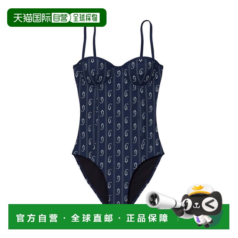 自营tory burch蓝色佩斯利印花内衣泳衣-黑色 美国奥莱直发