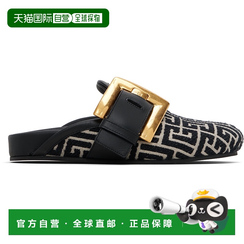 香港直邮潮奢 Balmain 巴尔曼 女士 黑色 & 驼色 Anthem 穆勒鞋 F