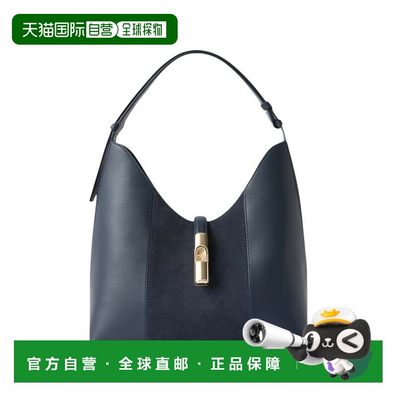 自营furlaDrop M Hobo海军蓝小牛皮Hobo包-黑色 美国奥莱直发女包