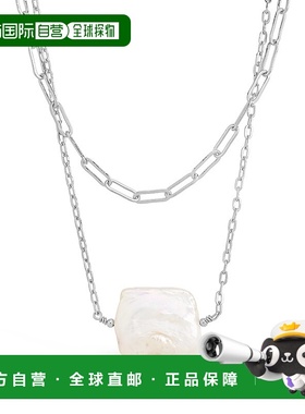 自营 sterling forever链环和珍珠分层项链 - 银白色 美国奥莱直