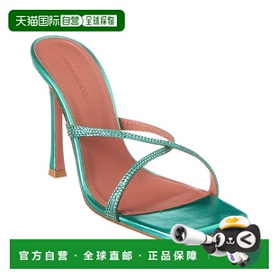 自营 AMINA MUADDI Adriana Crystal 105 皮革凉鞋 - 蓝色 美国奥