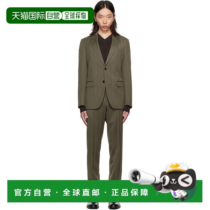 香港直邮潮奢 BOSS 波士 男士 绿色 Slim-Fit Two-Piece 西服套装