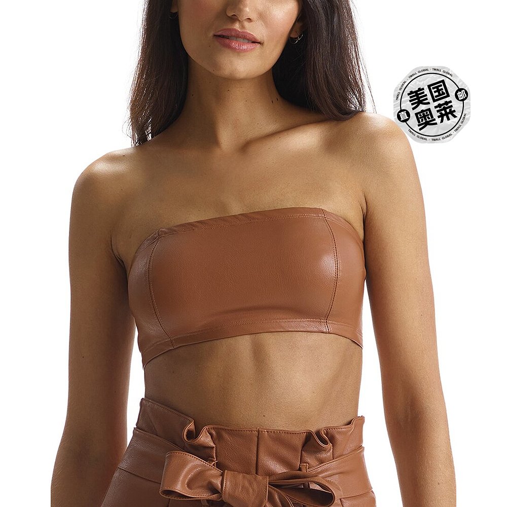 commando Faux Leather Bandeau Bralette- brown【美国奥莱】