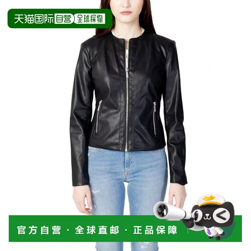 自营Armani Exchange Leather Women's Jacket - black 美国奥莱