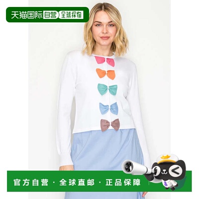自营yal new yorkColorful Bow Front White Modest Knit Top - w