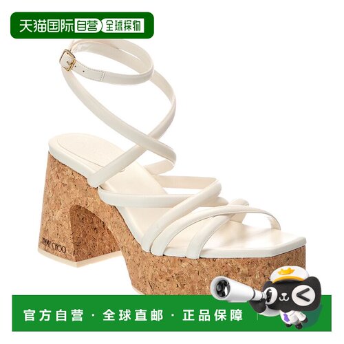 自营Jimmy Choo Cecelia 95皮革厚底凉鞋-白色 美国奥莱直发高跟