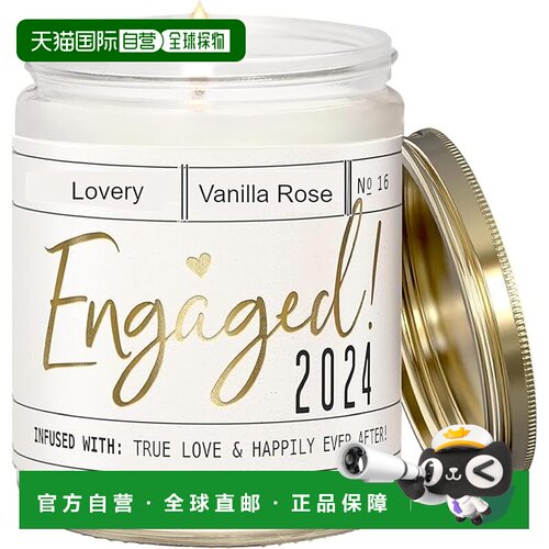 自营lovery订婚礼物，香草玫瑰香味大豆蜡烛 - 白色、粉色、黑色