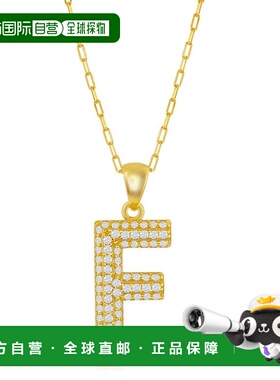 自营simona纯银 Micro Pave CZ \'J\' 块首字母带回形针链 - 镀金