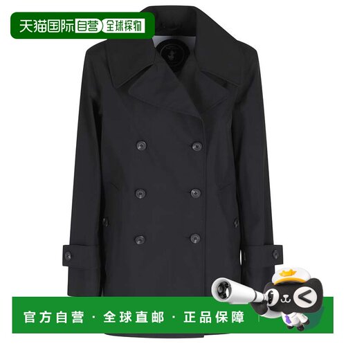 自营save the duck黑色Sofi双排扣宽翻领涤纶Trench风衣-黑色 美