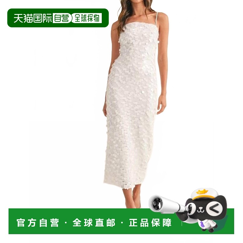 自营mableMix Sequins Spaghetti Strap Back Slit Midi Dress In