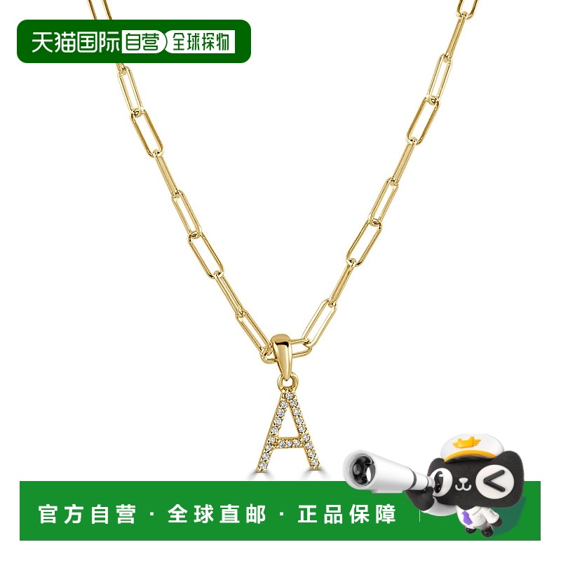 自营 sabrina14k 金和钻石回形针初始项链 - 黄色 a 美国奥莱直发