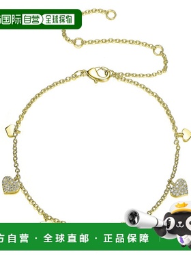 自营 genevive纯银 14k 镀金立方氧化锆心形吊饰手链 - 黄色 美国