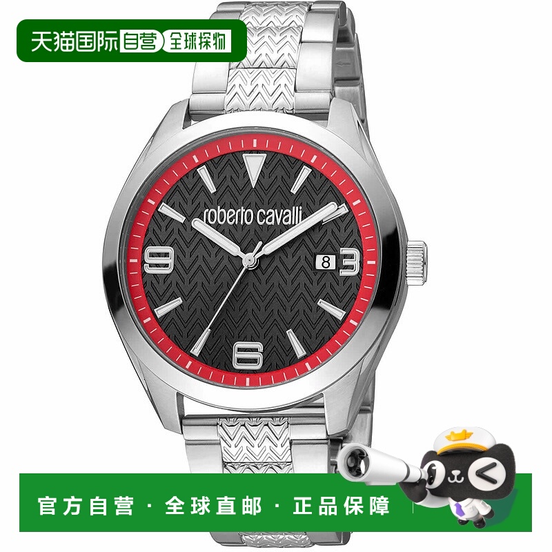 自营Roberto Cavalli男士经典黑色表盘手表-黑色 美国奥莱直发