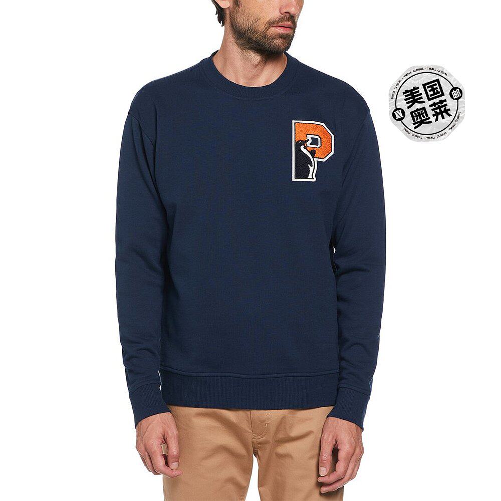 original penguin原创企鹅羊毛圈布拼布毛衣 - 蓝色 【美国奥莱】