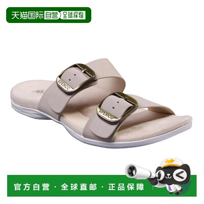 自营Spenco Vista Sandals Wide Pink Leather Open Toe Slide HA