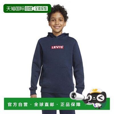 自营Boys Levi's Hoodie Blue Box Tab Graphic Long Sleeve Pull