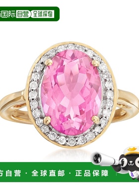 自营 ross-simons罗斯-西蒙斯粉红黄玉和 . 14kt 黄金钻石戒指 -