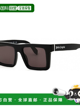 自营Palm Angels Sunglasses Square Full Rim, Black Grey Frame