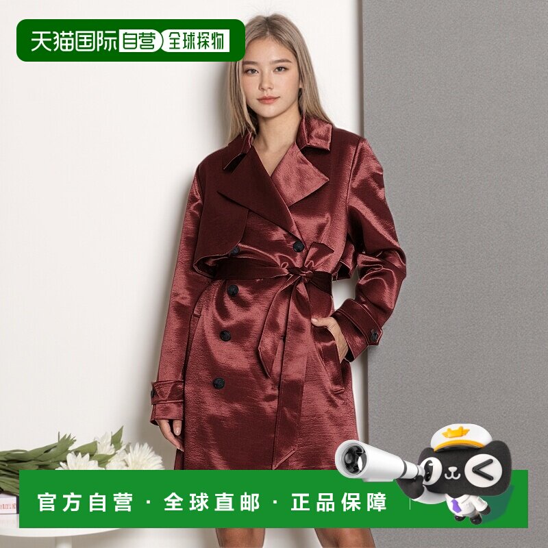 自营belle & bloom你会留下来吗？风衣-酒红色 美国奥莱直发