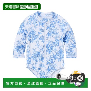 蓝色 自营janie 花朵防晒泳衣 jackJanie和Jack回收 美国奥 and