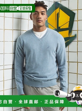 自营 Nautica男式Navtech V领毛衣-深锚麻 美国奥莱直发
