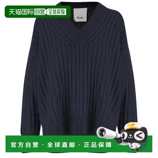 美国奥莱直发长袖 黑色 allude深V领羊绒毛衣 自营