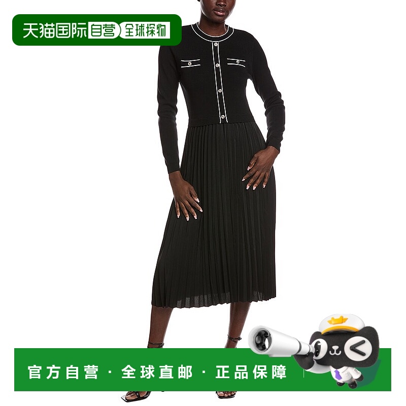 自营Nanette Nanette Lepore褶皱迷笛连衣裙-黑色 美国奥莱直发