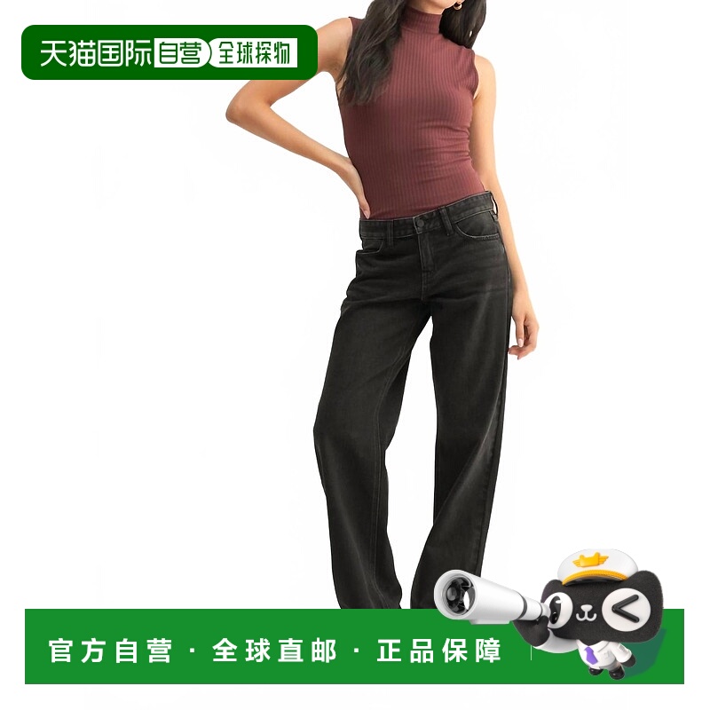 自营just black denim女士Morgan低腰直筒牛仔裤,黑色 美国奥莱