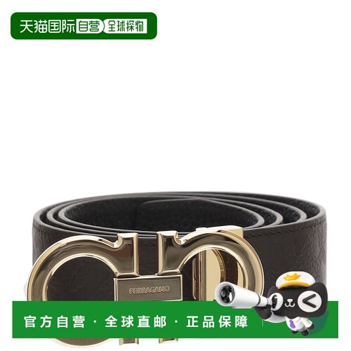 自营salvatore ferragamo深棕色双钩双面皮带-棕色 美国奥莱直发