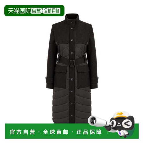 美国直邮自营patrizia pepe长款夹棉束带高领加厚羽绒夹克-黑色