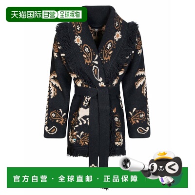 自营alanui海岛根Foulard流苏佩斯利开衫-黑色 美国奥莱直发
