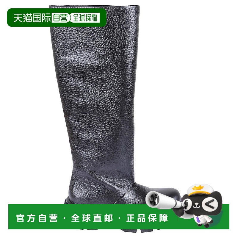 自营paloma barceloTextured Black Hammered Leather Tall Boots