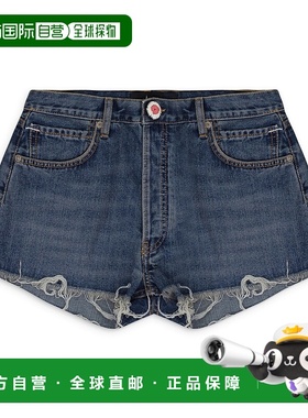 自营alanuiCROCHET实用牛仔HONOLULU洗蓝短裤-蓝色 美国奥莱直发