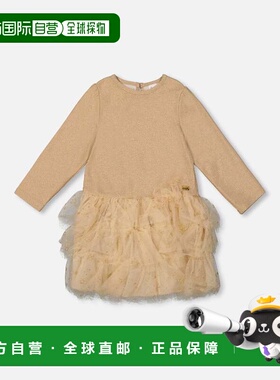 自营deux par deuxGlittering Mesh Skirt Party Dress Beige - b