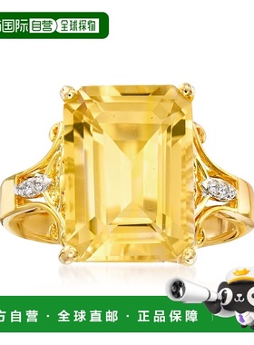 自营Ross-Simons黄水晶戒指18克拉金配白色托帕石点缀时尚 黄色