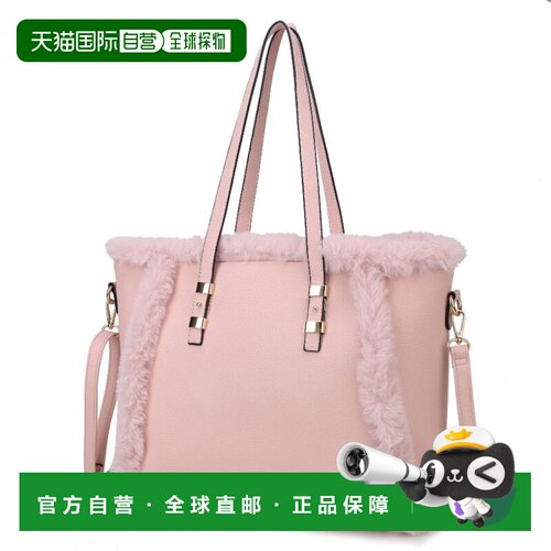 自营mia k collectionLiza 纯素皮革配人造毛皮女士托特包 - 腮红