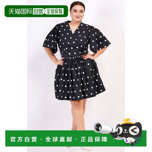 自营leotaAlena Mini Wrap Dress Small Polka Black White - sma
