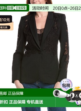 自营L'AGENCE Clementine Lace Applique Blazer - black 美国奥