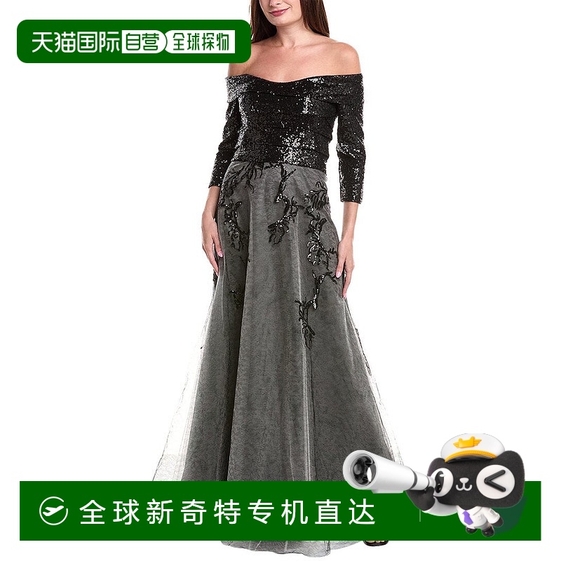 自营 Rene Ruiz 3/4袖分层礼服-黑色 【美国奥莱】直发
