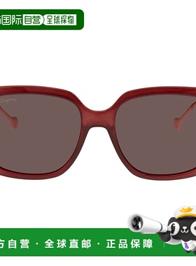 自营Salvatore Ferragamo Burgundy Square Ladies Sunglasses SF