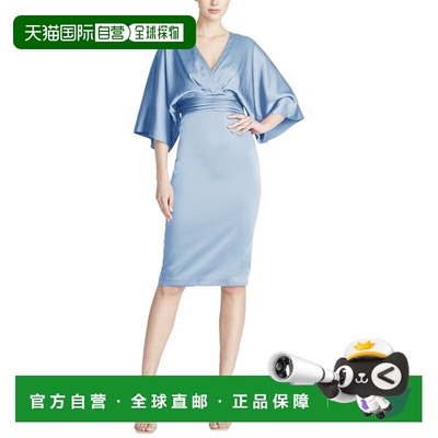自营Theia Kimono Satin Cocktail Dress - blue 美国奥莱直发