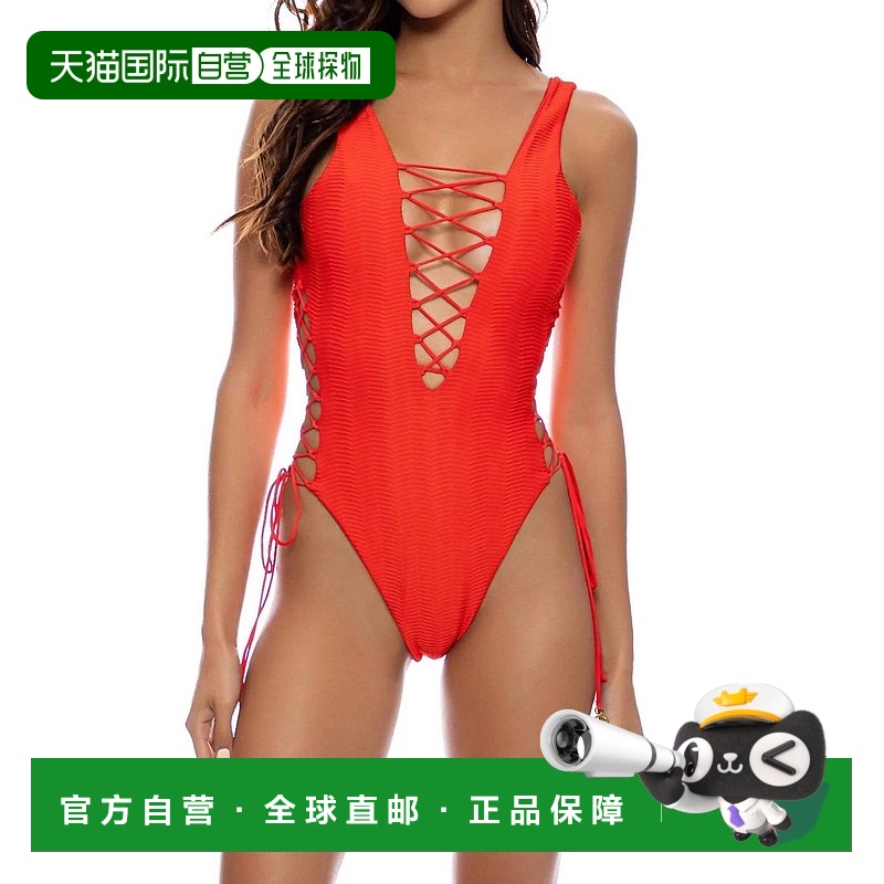 自营 luli fama热热带开放侧一件在熔岩红-熔岩红 美国奥莱直发