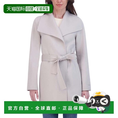 自营TAHARI Women's Double Face Wool-Blend Belted Coat, Plati