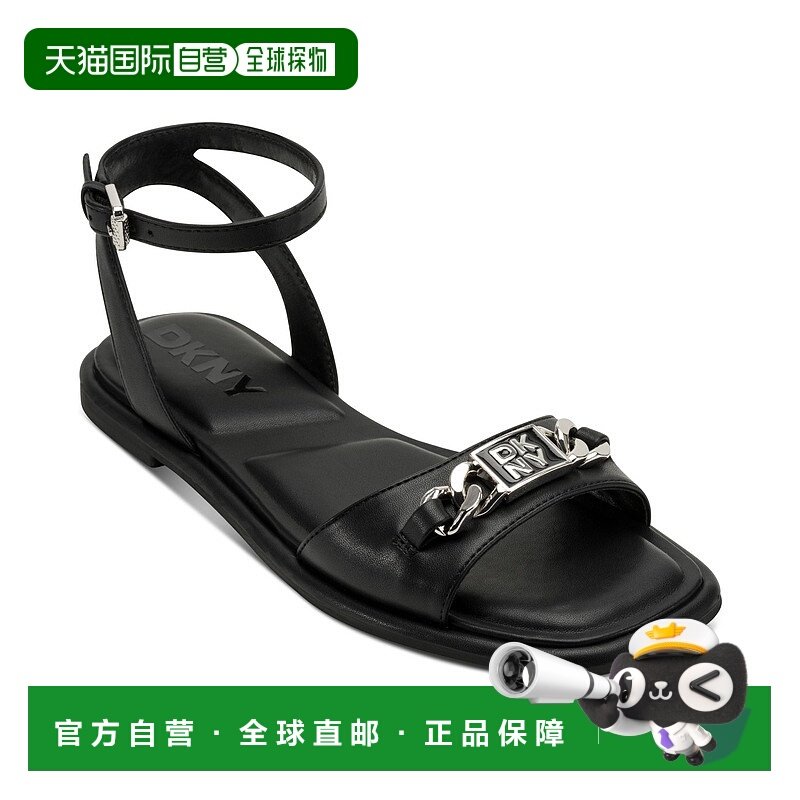 自营 dkny女式Bacliff平脚踝系带凉鞋-黑色 美国奥莱直发平底,女鞋,时装凉鞋,淘宝优惠券,粉丝福利购,淘宝优惠卷
